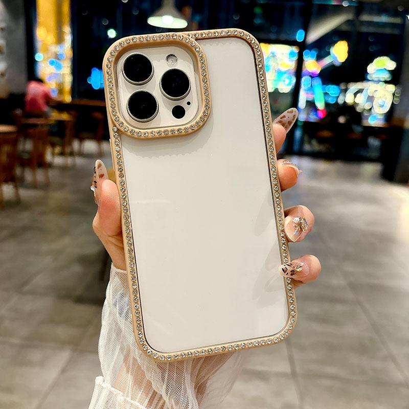 Diamond Transparent Phone Cases for IPhone 17 16 15 14 13 12 11 Pro Max Rhinestone Back Cover