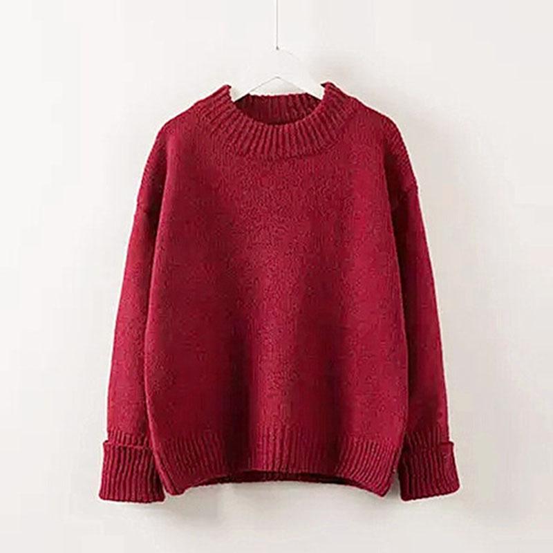 

Осенний женский вязаный свитер, свободный тепловой однотонный пуловер с половиной шеи, джемпер, топы, осень