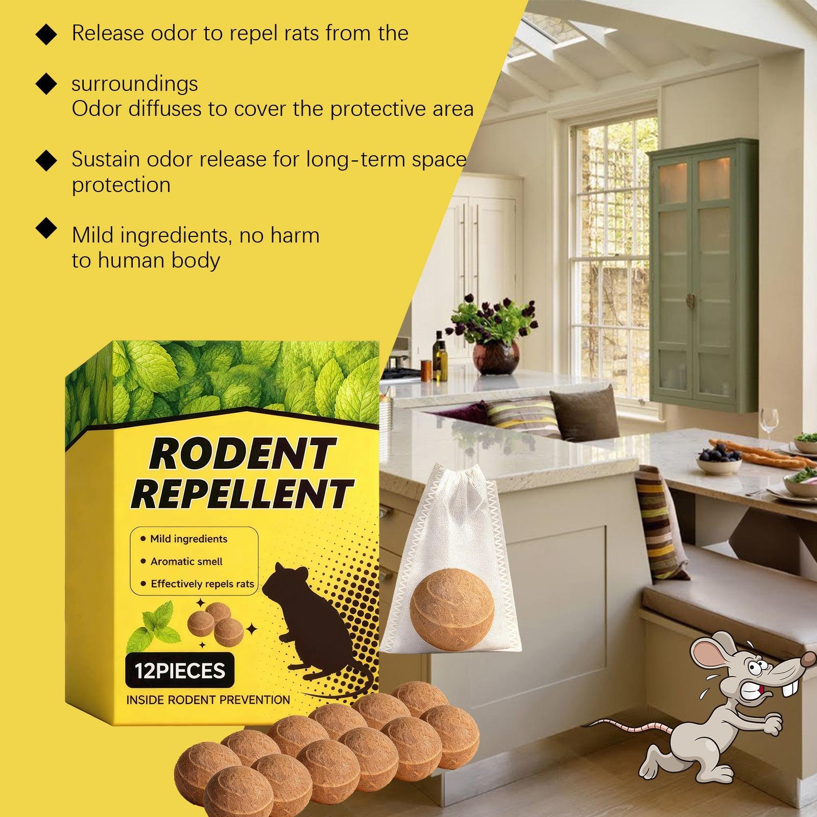 12 Pack Powerful Rat Repellents Pills, Natural Pest Deterrent For Home & Garden, Pet-Safe & Poison-Free, Easy-to-Use Rodent Control One Size
