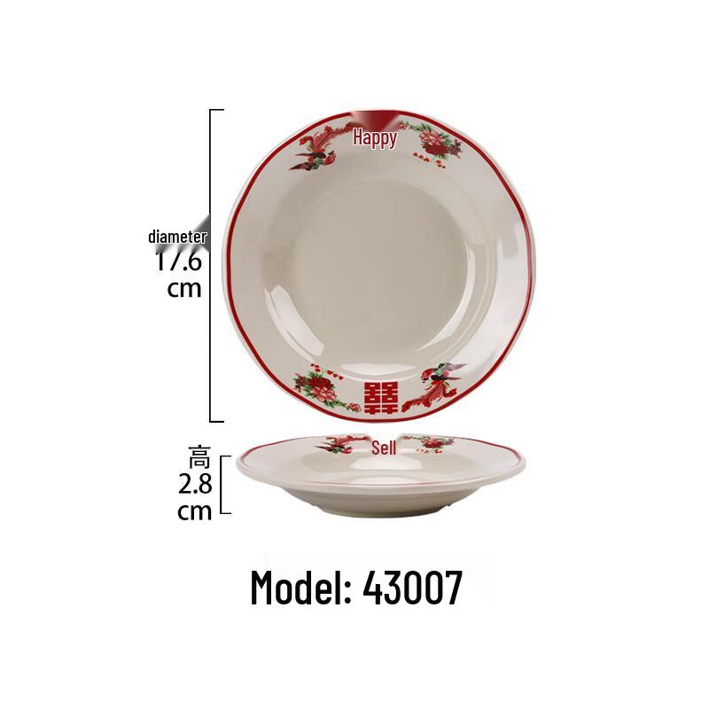 Qianxing Retro Melamine Wavy Edge Dinner Plates, 10-Pack