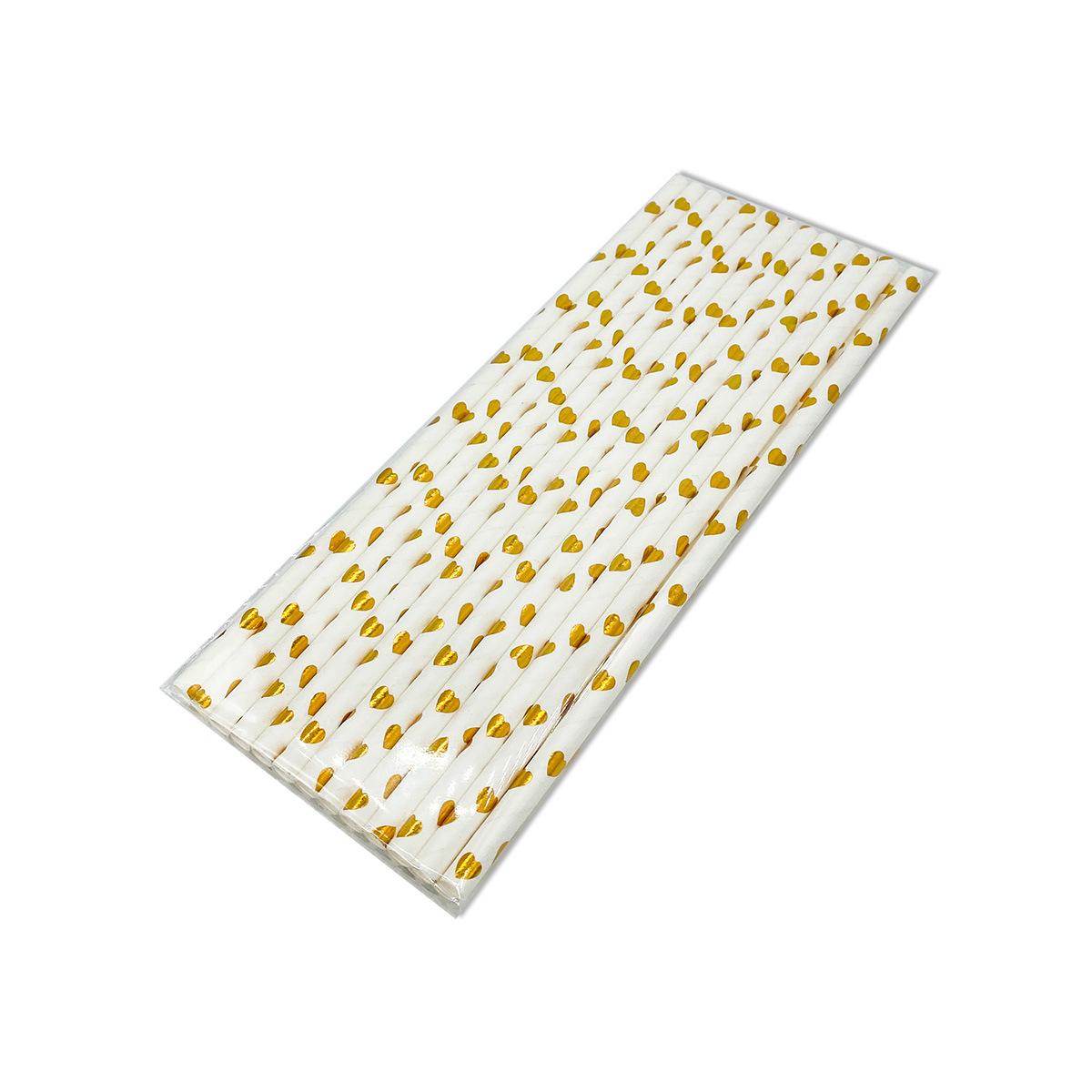 

Биоразлагаемые бумажные соломинки с сердечками, 25 штук (6x197мм) для украшений на вечеринку