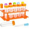 Plastic Test Tube Set with Stand - Uncharged Jumbo Scientific Tubes for Lab Experiments and Halloween Decorations