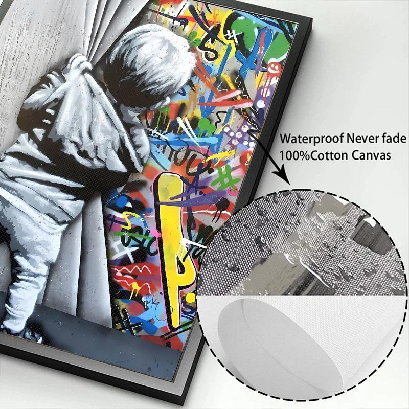 Banksy Street Graffiti Dekorativní Plátno Malba Dívka s Balónkem Sleduj Své Sny Opice Umění Plakáty Tisky Pokoj Nástěnná Dekorace