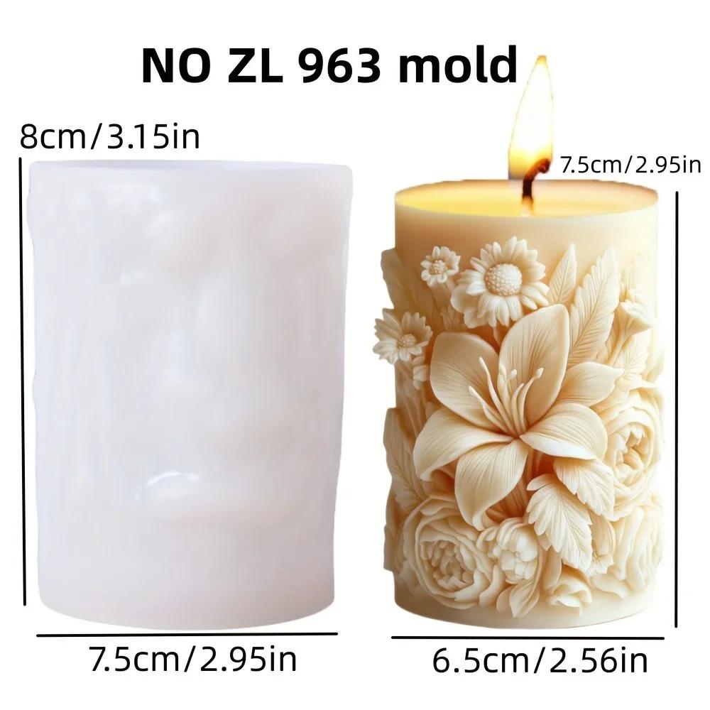 3D Coconut Tree Relief Cylindrical Candle Silicone Mold Beach Tree Resin Molud Palm Tree Flower Relief Handicraft Gypsum Molds