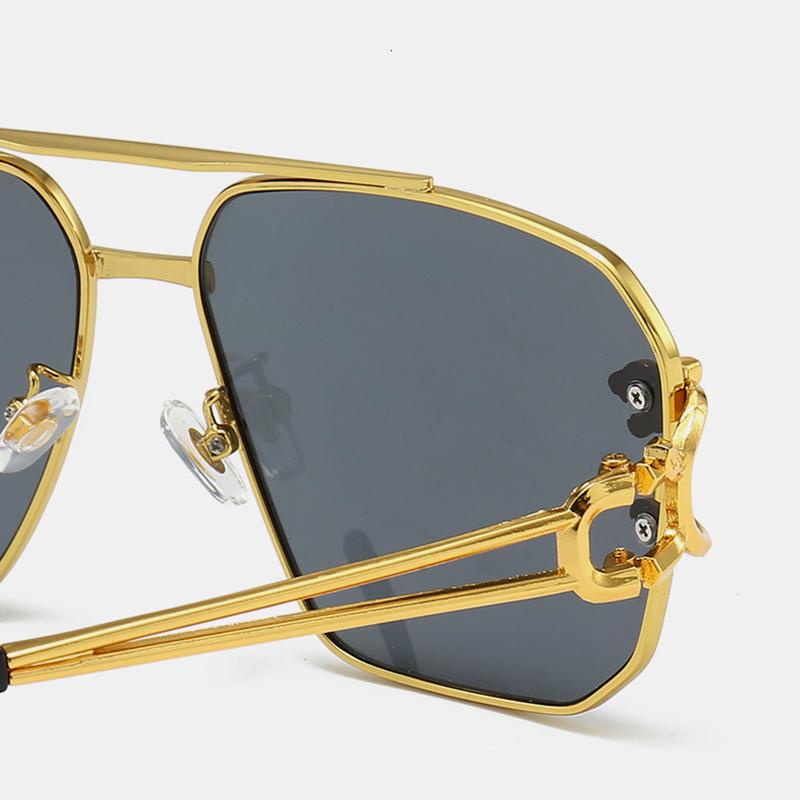 Солнцезащитные очки унисекс в металлической форме головы леопарда в большой оправе — фото 4