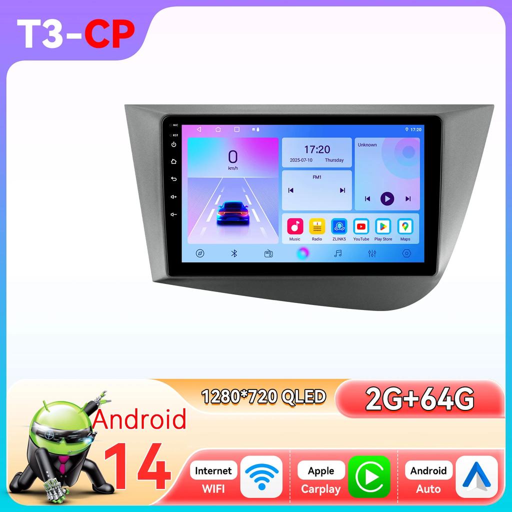 Ossuret Intelligent Snapdragon 6115 Car Radio for Seat Leon MK2 2005-2012 Intelligent Systems Carplay GPS Navigation Stereo Android Auto 2din BT 4G