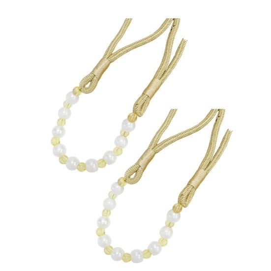 2Pcs Curtain Tiebacks with Pearls, Handmade Decorative Curtain Holdbacks Rope, Outdoor Farmhouse Tie Backs for Curtains, Curtain Holders for Drapes