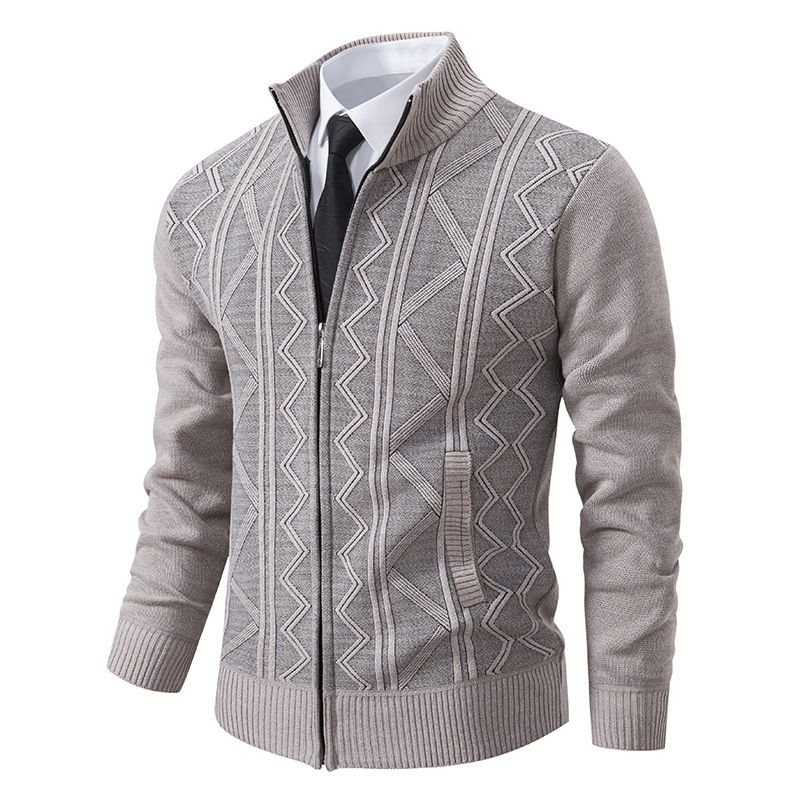 Winter Herren Strickjacke Pullover Jacke Stehkragen Gestrickt Dick Gestrickter Pullover