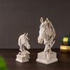 Modern Animal Sculpture Resin Miniatures Figurine Home Decoration Horse Head Statue  Entrance