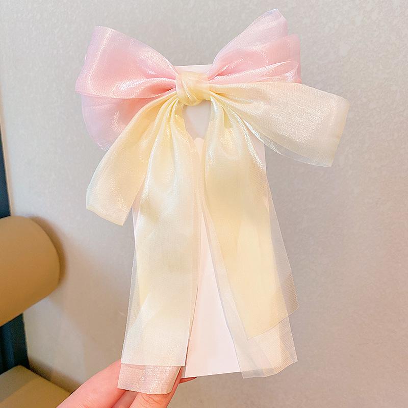 Rainbow Bow Braided Hair Clip for Girls - Cute Hair Accessory with Ribbon Hairpin