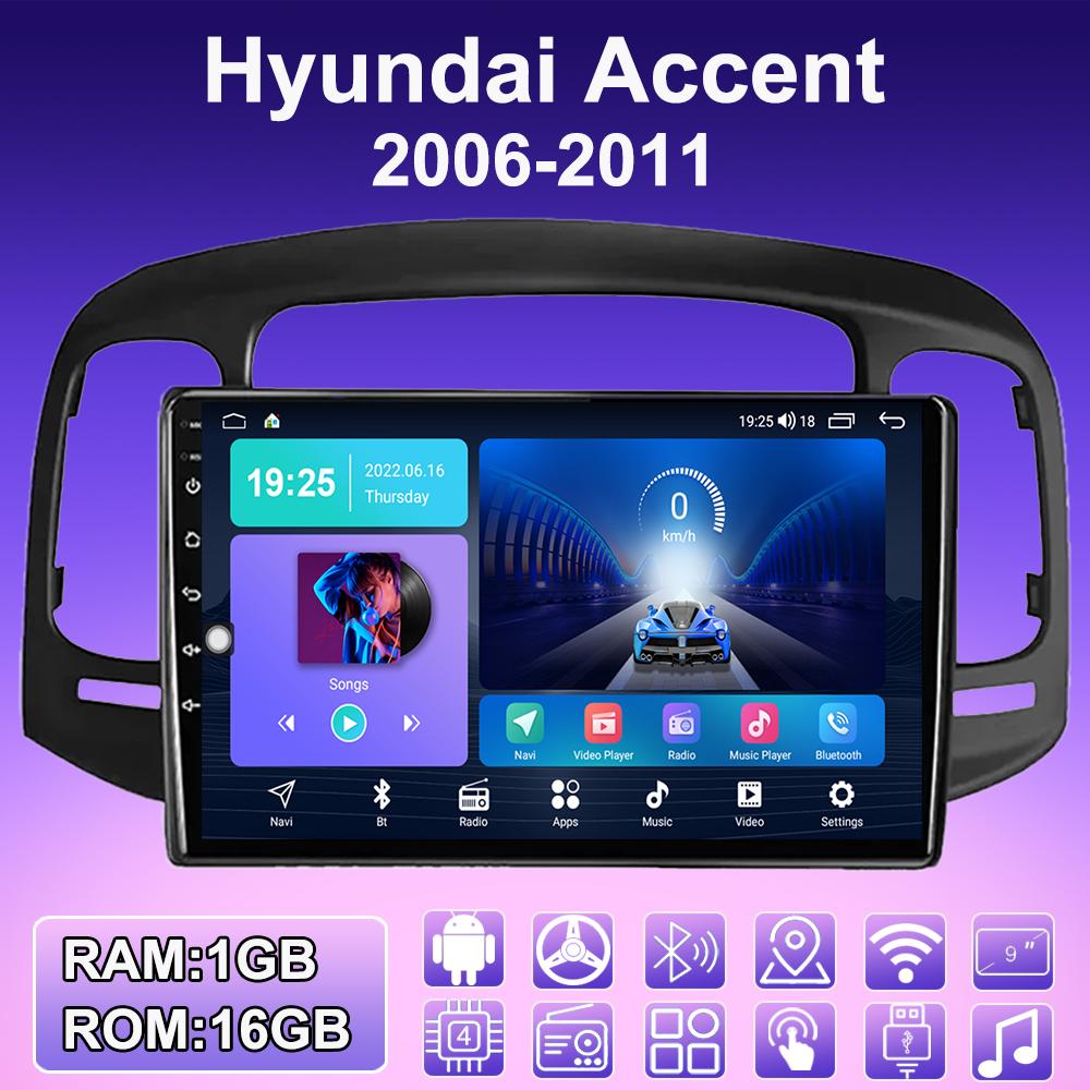 2 DIN Android Carplay Bilradio For Hyundai Accent 2006-2011 Multimediespiller Hovedenhet Stereo GPS-navigasjon BT WIFI 2+32GB