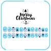 Christmas Snowmen Press On Nails Short Square French Tip Fake Nails with Winter Snowflake Design Blue Winter Xmas Snowmen Glue On False Nail