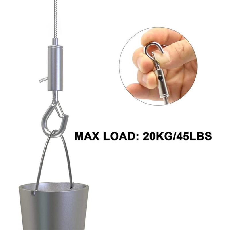 2m/78.74'' Adjustable Heavy Duty Stainless Steel Wire Rope Frame Hanger Rope