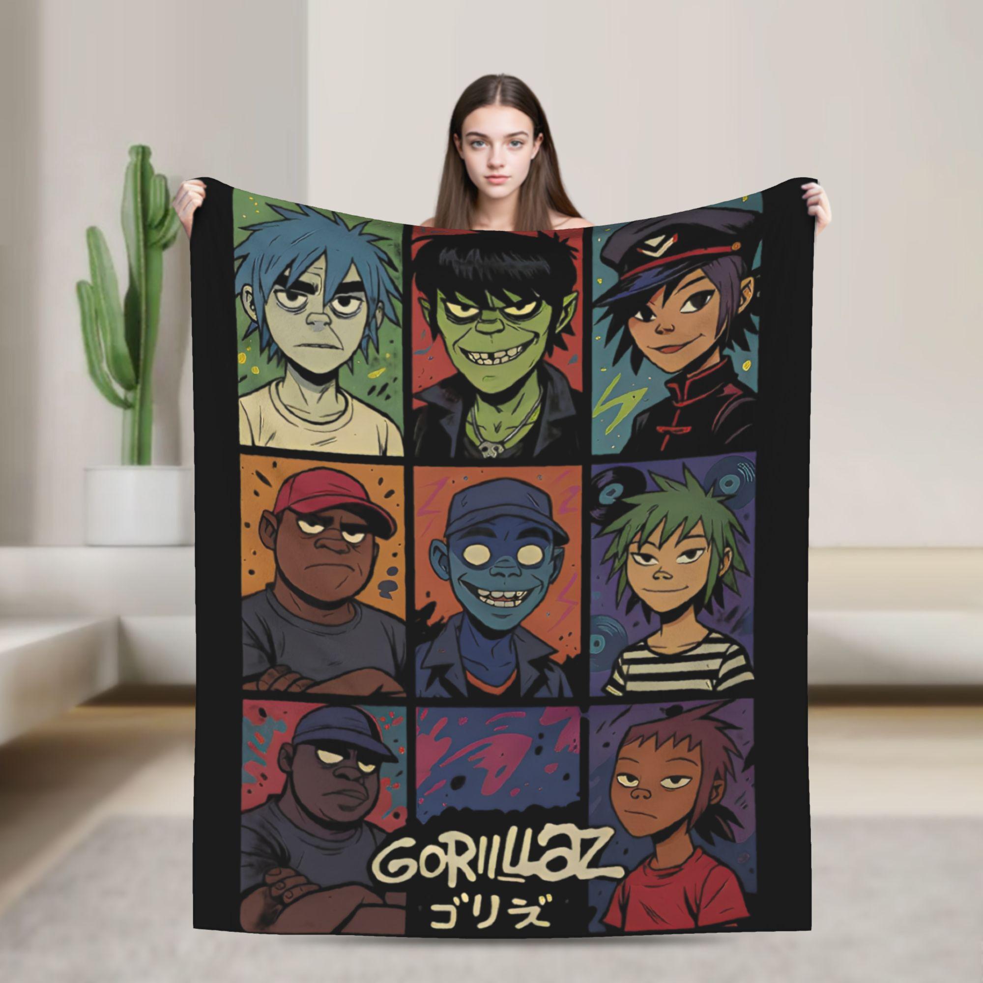

Gorillaz Photo Slide Blanket Music Band Punk Rock Flannel Throw Blanket Bedspreads Printed Ultra-Soft Multifunction Thin Quilt 30x40in