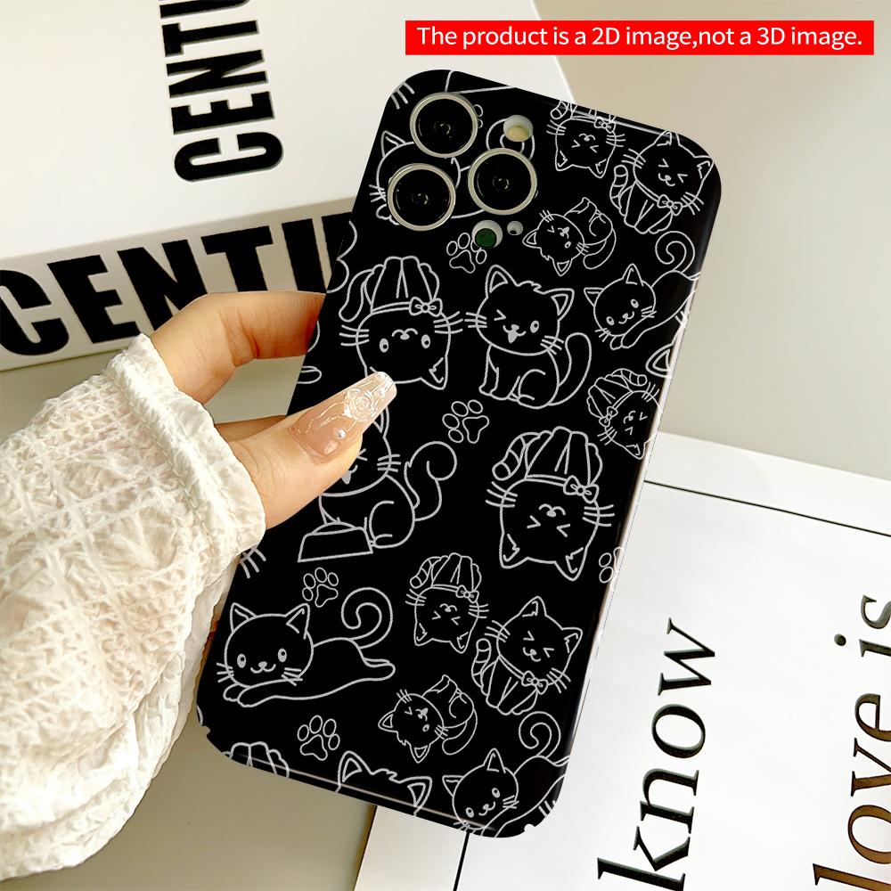 Cute Cat Pattern Phone Case All Inclusive Film Hard Phone Case, Compatible with iPhone 18 Pro Max 17 16 15 14 13 12 11