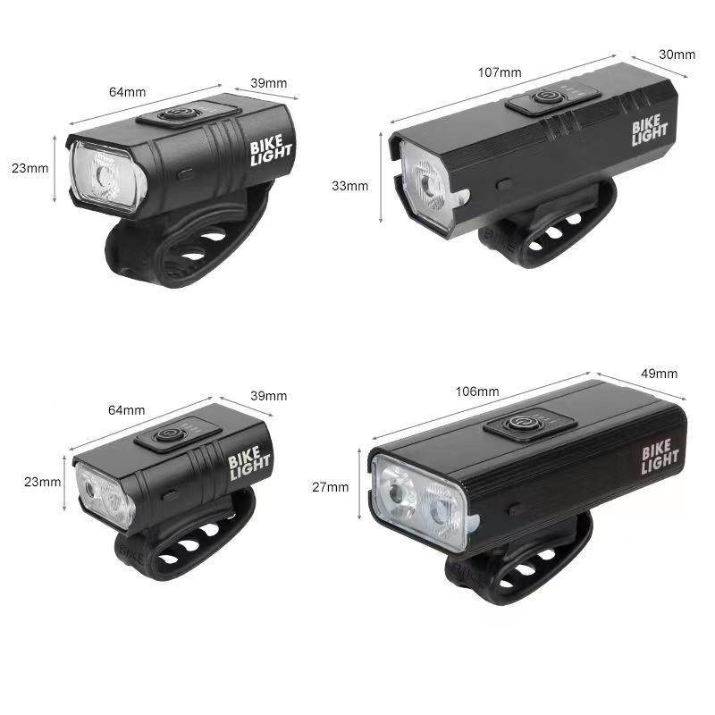 2*T6 USB Wiederaufladbares Aluminium Fahrradvorderlicht mit Leistungsanzeige für Nachtfahrten