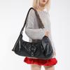 New Large-capacity Commuter Black Tote Bag, Rivet Wide Shoulder Strap, Retro Underarm Single Shoulder Messenger Bag.