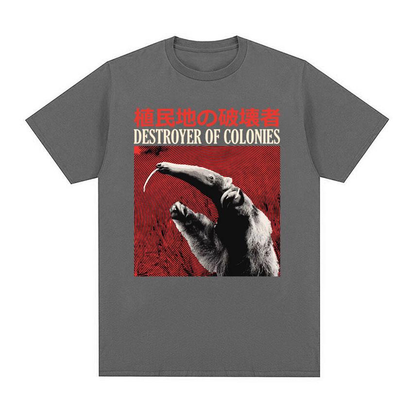 Zerstörer von Kolonien Ameisenbär Japanisches Vintage T-Shirt Unisex Damen Mode Lässig Gemütliches T-Shirt 100% Baumwolle Harajuku Gothic T-Shirt