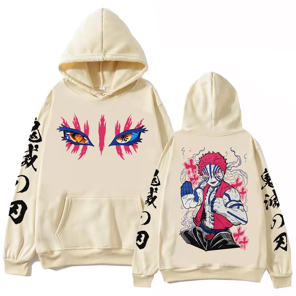 Anime Demon Slayer Infinity Castle Akaza Hoodie Men Women Harajuku Pullover Hoodie Y2k Clothes Tops