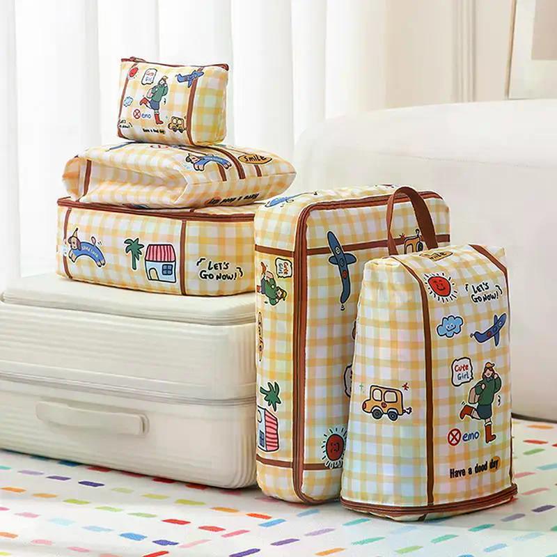 Cute Zippered Travel Storage Bag Large Capacity Waterproof For Clothes, Underwear, Suitcases Clothing Classification Storage Bag
