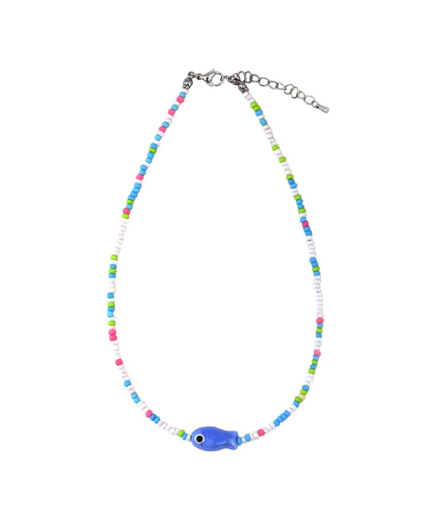 Charmy Lucky Fish Bead Necklace (Blue)
