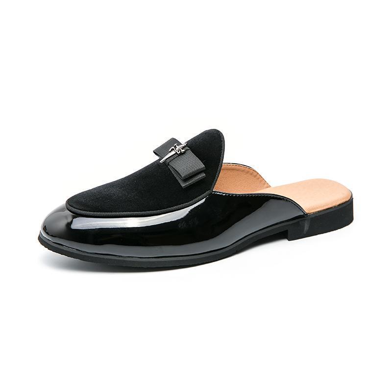 Plus Size Men s Summer Breathable Backless Moccasins Casual Leather Slip-on Slippers 42