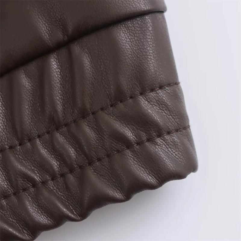 Autumn New Women's Jacket Simple Loose Clothing Casual Fashion Coat All-match Imitation Leather Pilot Jacket