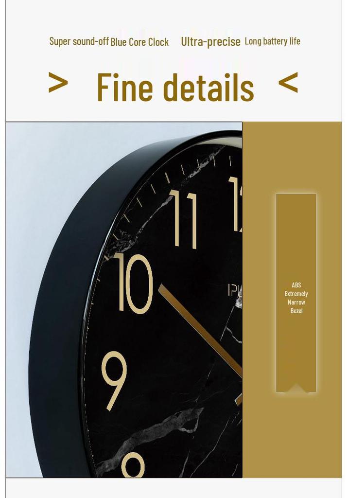 Ultra-Quiet 6278 Quartz Wall Clock with Marble Texture - Nordic Fashion for Living Room