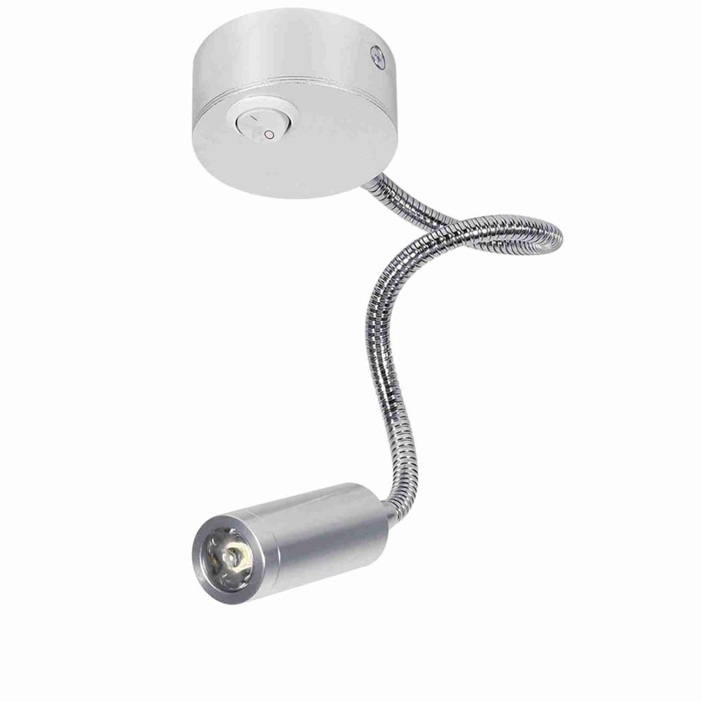 AC85-265V 3W Warm White LED Reading Study Bed Lamp With Gooseneck OFF/ON Switch(3W Warm White)