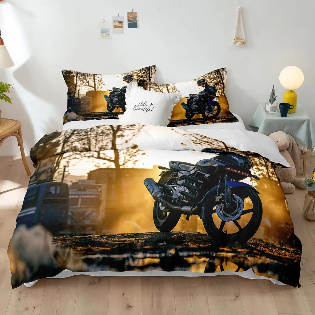 Dirt Bike Duvet Cover Racing Motocross For Teen Adult Motorcycle Rider Extreme Sports Theme For Bedroom Decorations Queen King