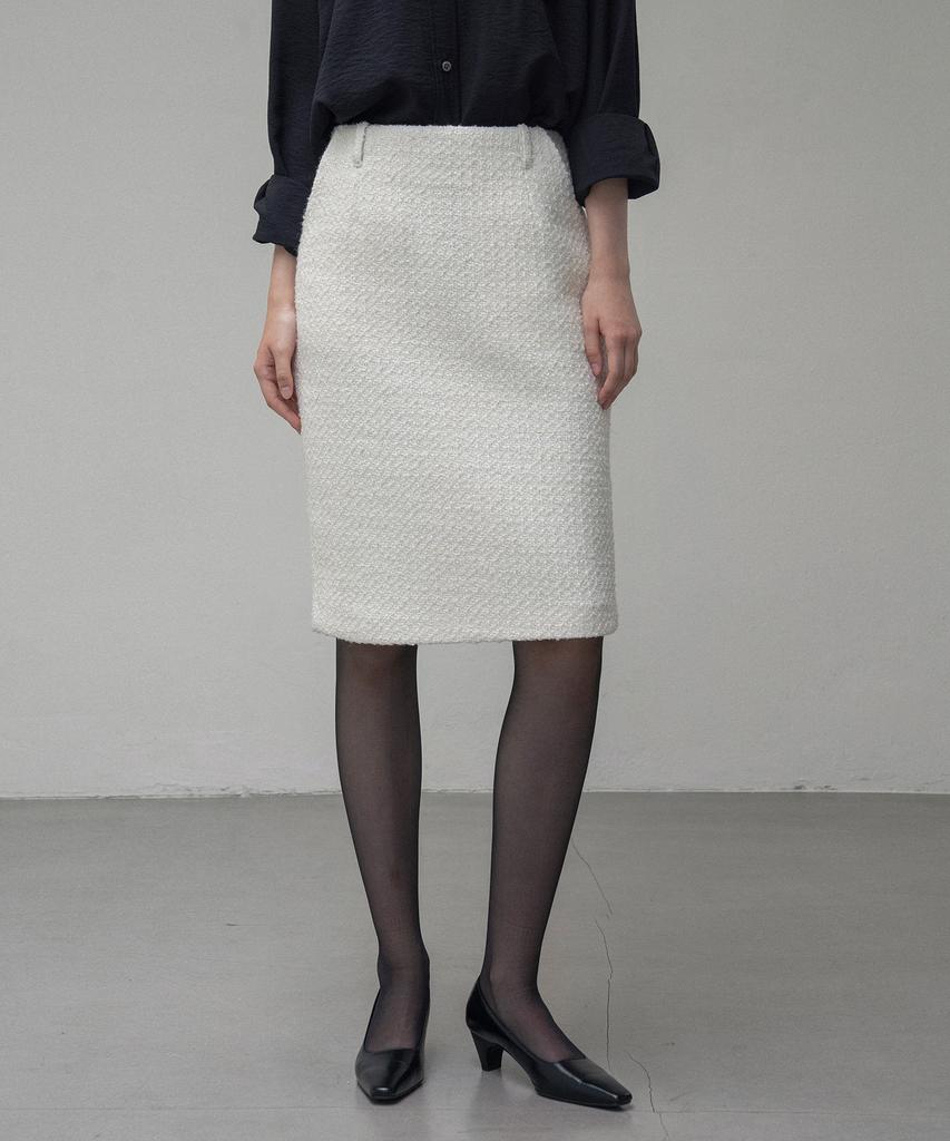 Siyajyu Sist9042 Catherine Tweed Skirt_Ivory