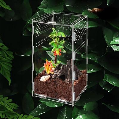 Reptiles Feeding Breeding Case Mini Habitat with Temperature Hygrometer X3UC