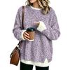 Women's Fashion Flannel Neck Two-Piece Leopard Print Top, Casual Paneled Blouse