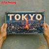 D Flatpc Vintage Aluminiowy Znak Tylko Dekoracyjny Zewnętrzna Sztuka Ścienna Aluminiowy Znak z Panoramą Tokio