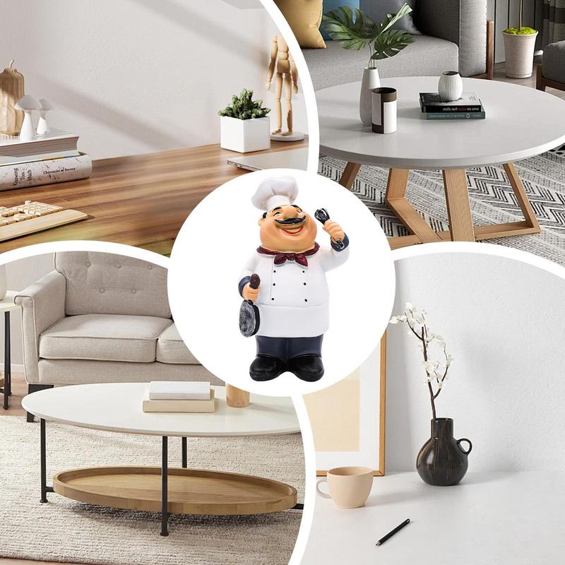 Chef Figurines Farmhouse Figurine Decor Resin Statue Ornament Small Bearded Chef Statue For Countertop Cabinet Cupboard