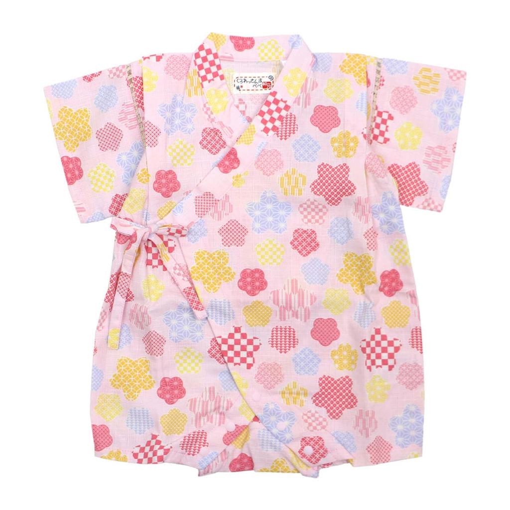 Happy Baby Jinbei for Made In Greco Coverall New Flower Pink 70cm (2025 Model) Girls, 100% Cotton, Japan, Rompers, Pattern, - 9047,