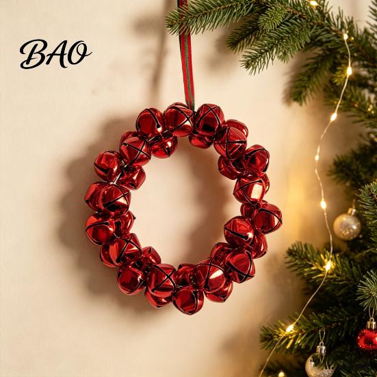 Holiday Decorative Accessories Christmas Tree Bell Pendant with Lanyard, Ring Hanging Decoration for Ornament Home Decor, Metal Multicolored