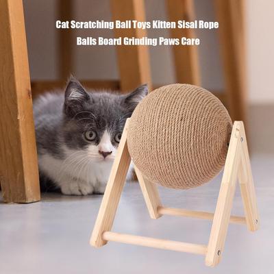 Katzen Kratzball Spielzeug Interaktiv Massivholz Kratzer Haustier Spielzeug Katzen Kratzball Drehbar Sisal Hanf Katzen Spielzeug Haustier Zubehör