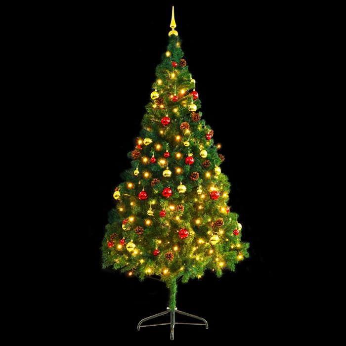 VidaXL Pre-lit Artificial Christmas Tree with Balls, Christmas Tree with LEDs, Holiday Decoration, Party Ornament 321501