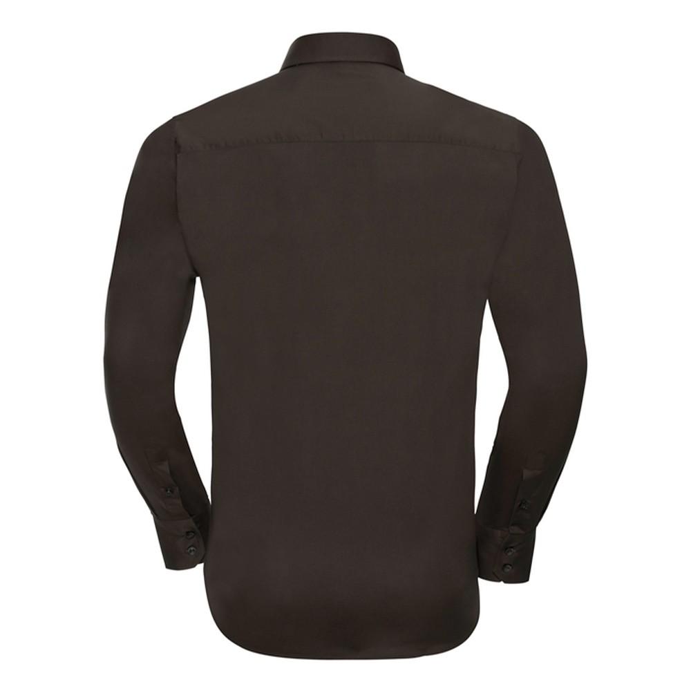 Russell Collection Mens Stretch Fitted Long-Sleeved Shirt
