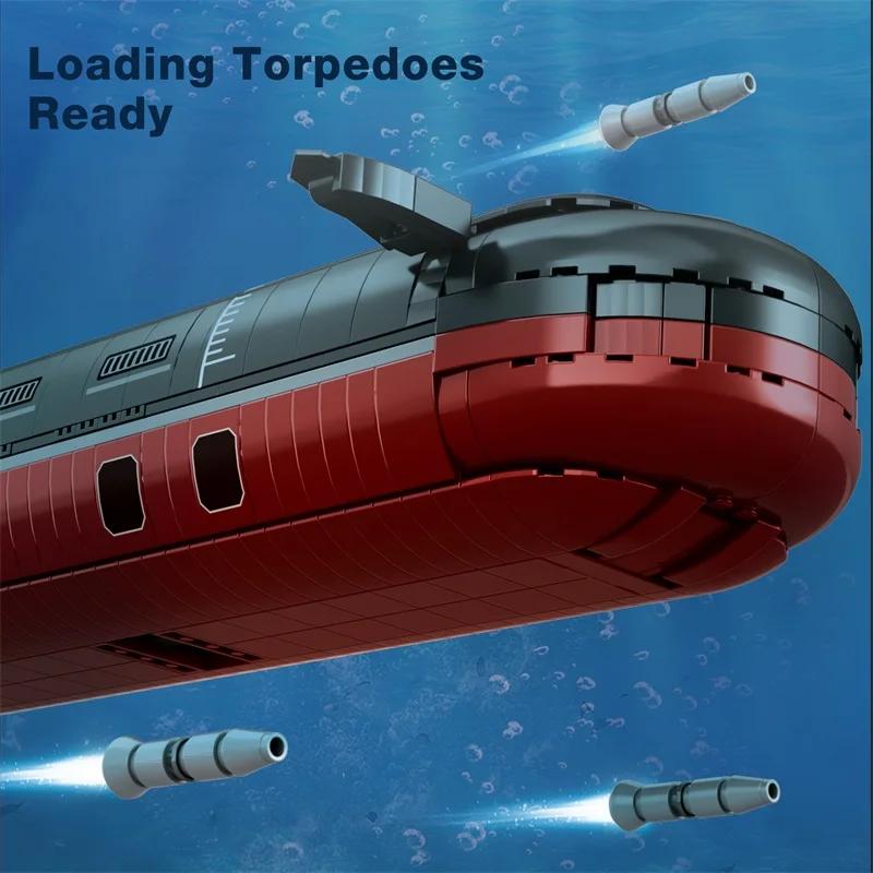 Non-Toxic 2895Pcs Typhoon Class Submarine Building Blocks 1:250 Scale Type 941 Shark Submarine Model Bricks Kids Educational Diy Toy Gifts
