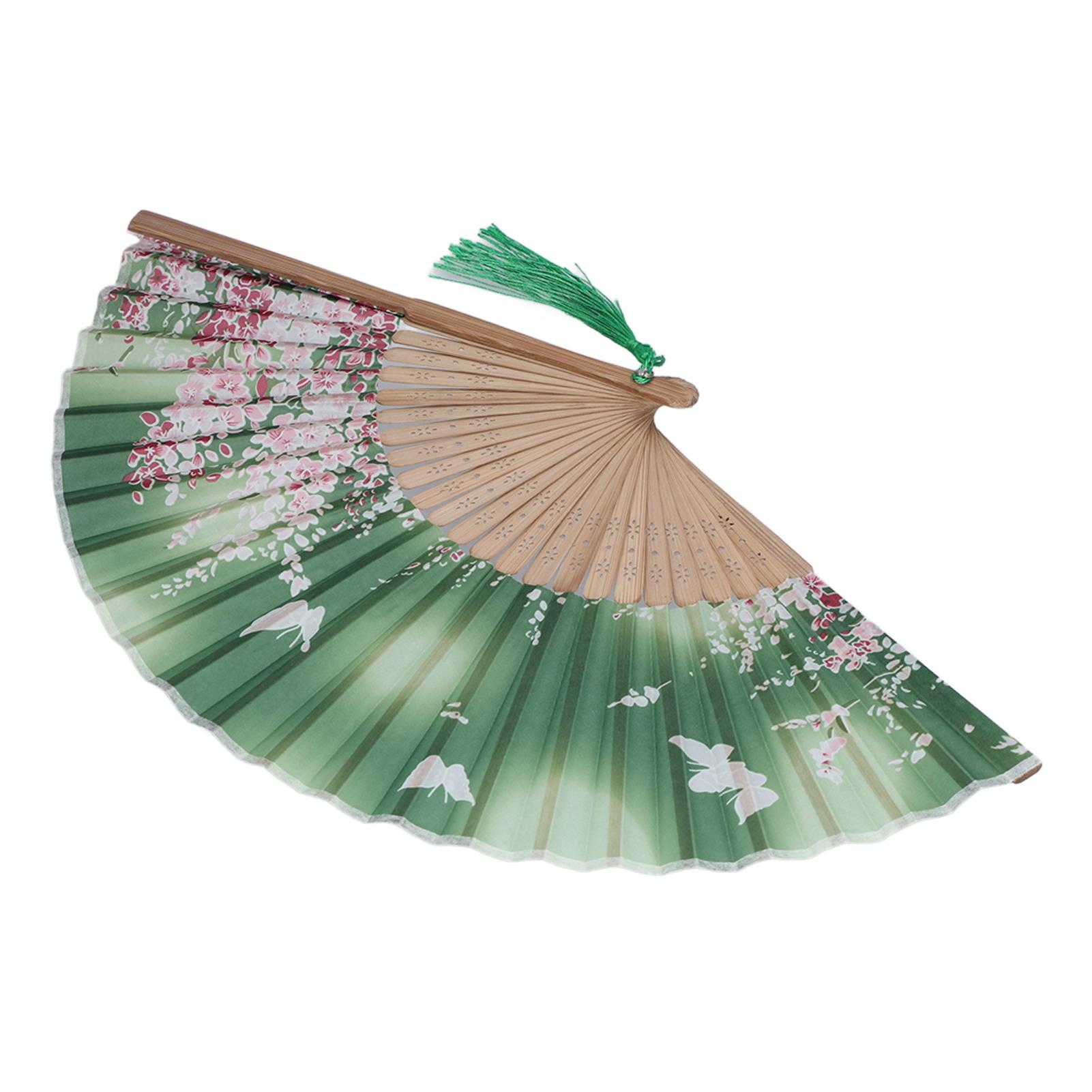 

2 шт. Складной веер зеленый с уникальным узором, элегантный стиль, ручной, портативный, декоративный, охлаждающий инструмент для промо-товаров