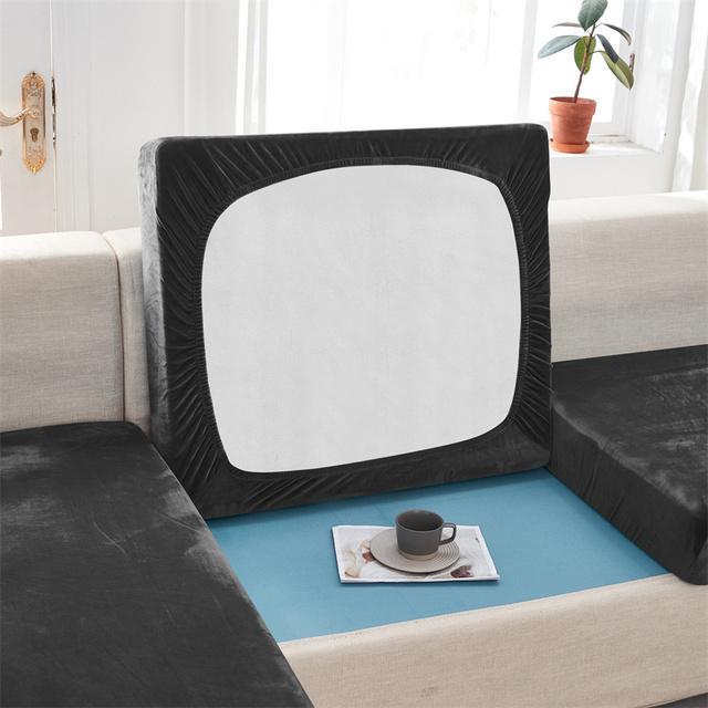 Solid Color Velvet Sofa Seat Cover Cushion Cover Thick Jacquard Soft Stretch Sofa Slipcovers Funiture Protector Living Room