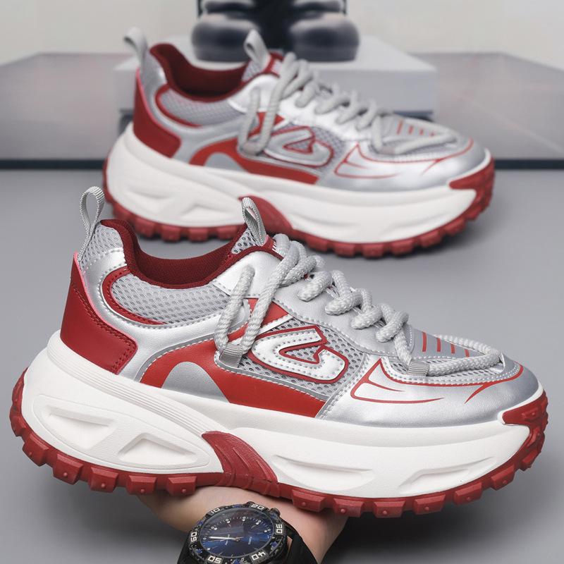 Men's Trendy Thick Sole Breathable Mesh Shoes - Light Luxury Autumn Style