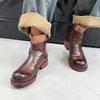 Retro High Quality Short Boots British Style Genuine Leather Versatile Women's Short Boots