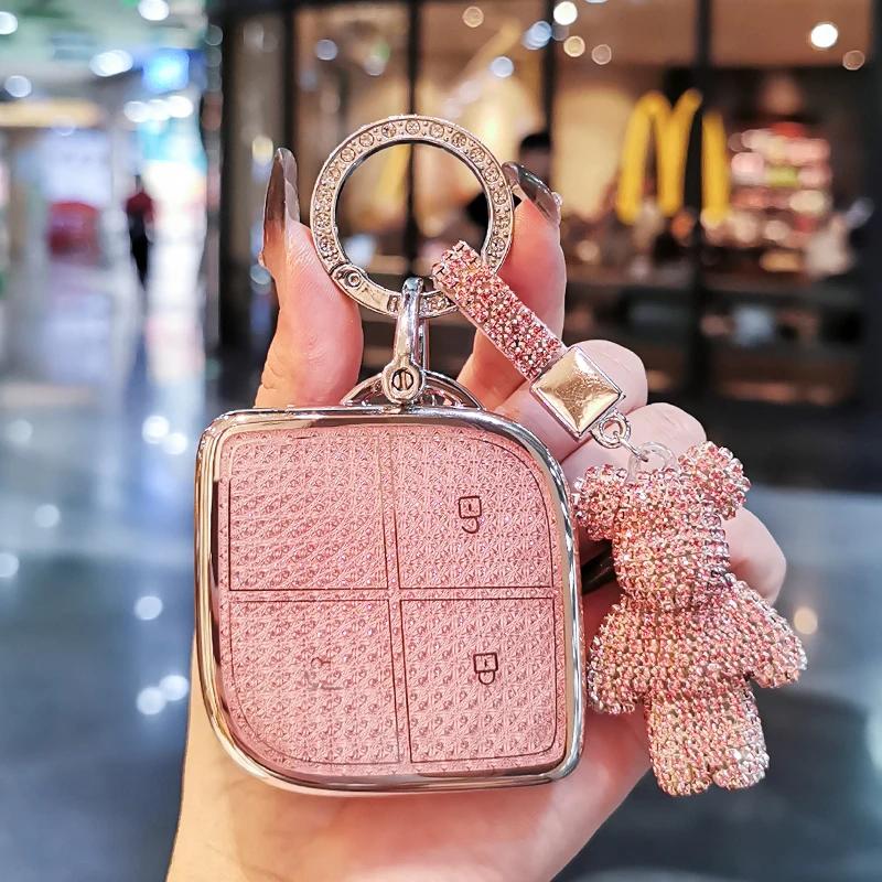 Suitable For Lynk&Co 08 Keycase 23/24 Keycover Keyshell Keychain Gift Sparkling Car Key Case Cute Bear Keychain