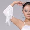 Drilling Rhinestone Latin Dance Fringed Sleeves Flash Fringe Tassel Gloves  Women