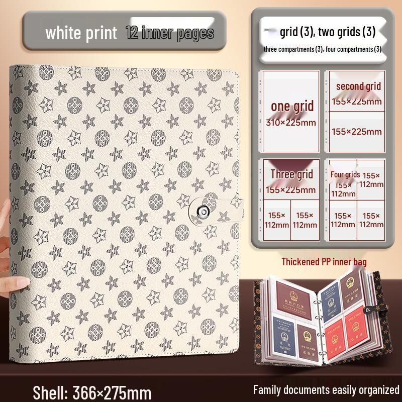 

A4 Family Certificate Storage Binder: Portable Document Organizer & Protective Cover for Birth & Property Certificates.