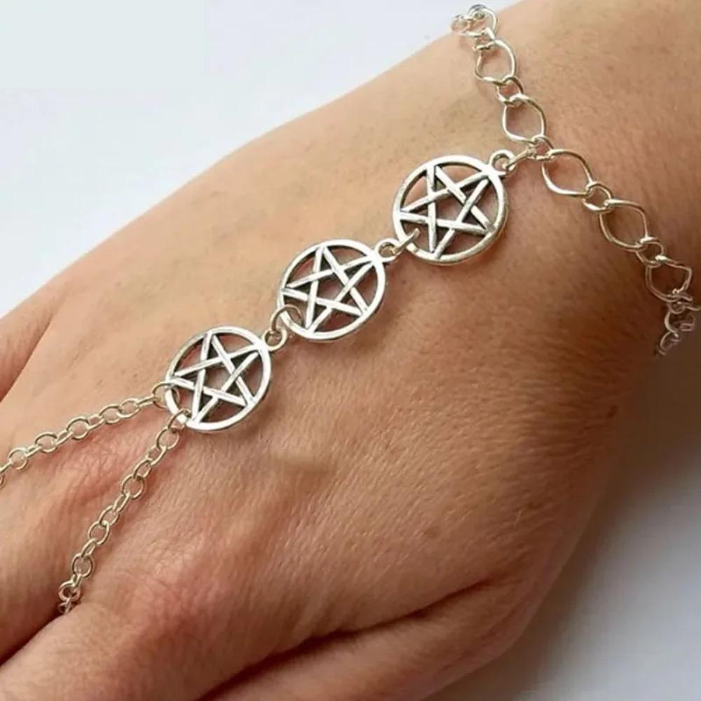 Pulsera de Luna Triple Diosa Luna Creciente Wicca Bruja Pentáculo Amuleto Joyería para Mujeres