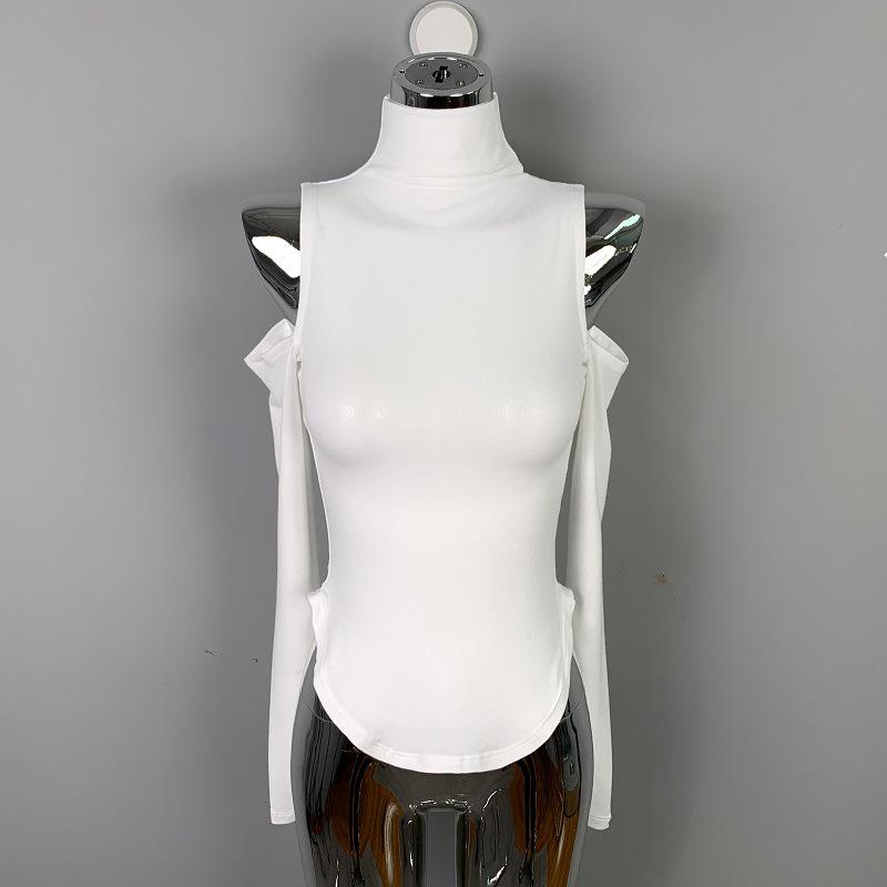 Korejský zeštíhlující top s výstřihem odhalujícím ramena a dlouhým rukávem pro ženy